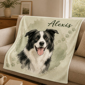 Custom Watercolor Pet Portrait Blanket with Name - Personalized Blanket 37b900f9-43d7-4905-a97c-1157c053bb13.jpg