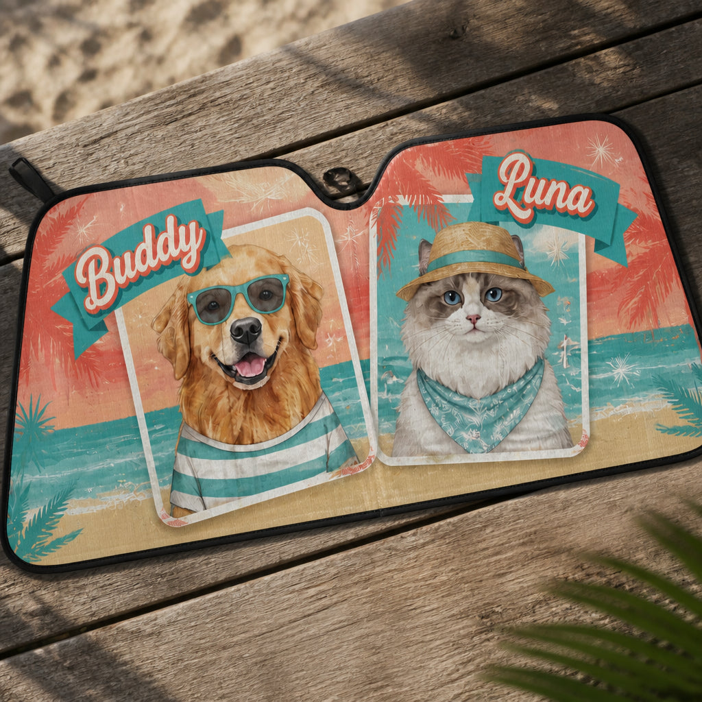 Custom Pet Portrait Auto Sun Shade with Names – Summer Vibe (2 Pets) - Personalized Auto Sun Shade 37bc4ae2-014f-42a2-b4ae-a1953aeb435f.jpg