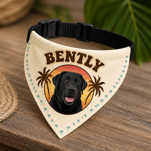 Custom Pet Photo Bandana – Tropical Sunset Badge with Name - Personalized Pet Bandana Collar With Adjustable Buckle 37d506f1-e6cd-4a74-9c3d-2896ab11ead6.jpg