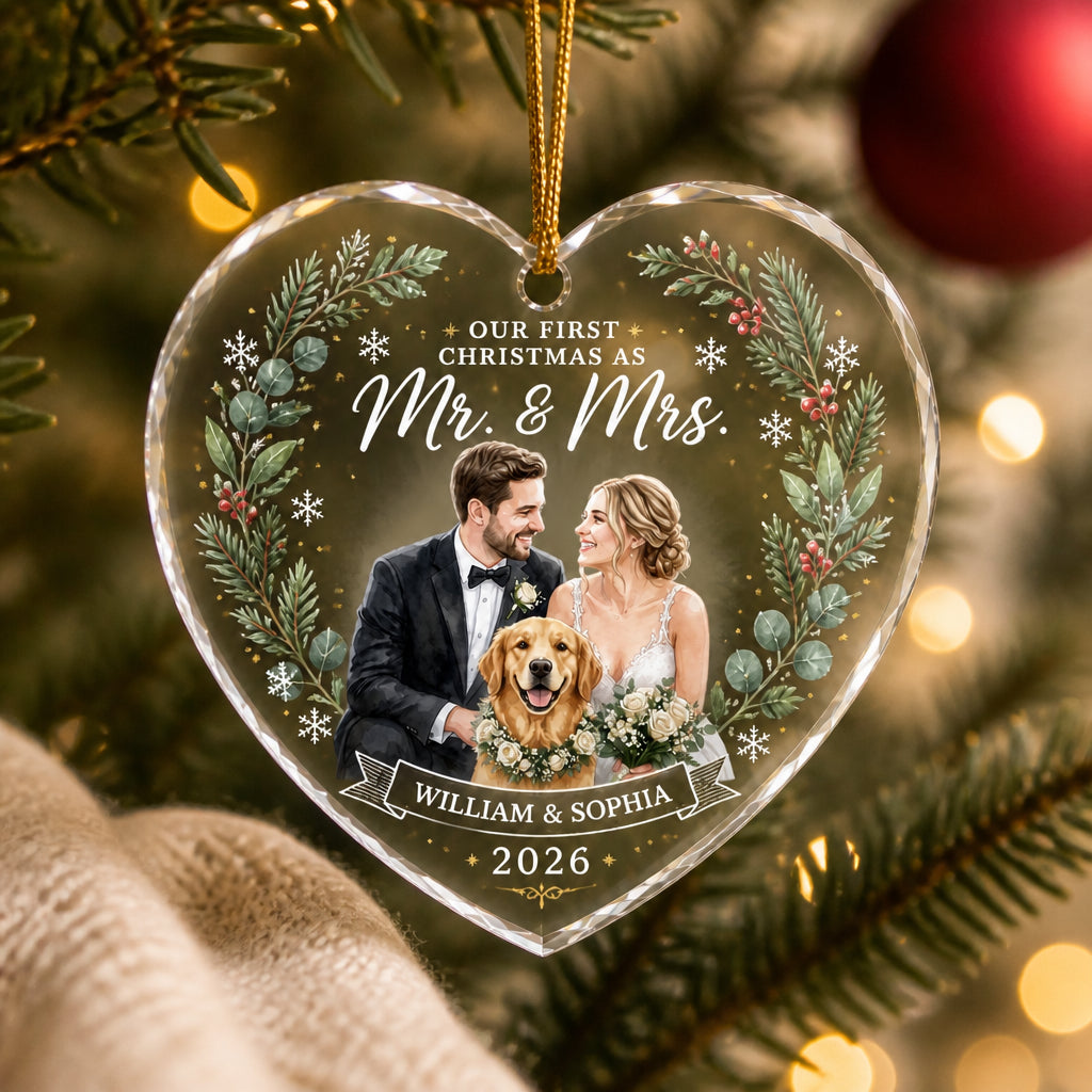 Our First Christmas as Mr. & Mrs. – Custom Couple Portrait Heart Acrylic Ornament - Personalized Transparent Acrylic Ornament 37f50d4b-3a62-41fb-a244-8fdacc16c51e.jpg