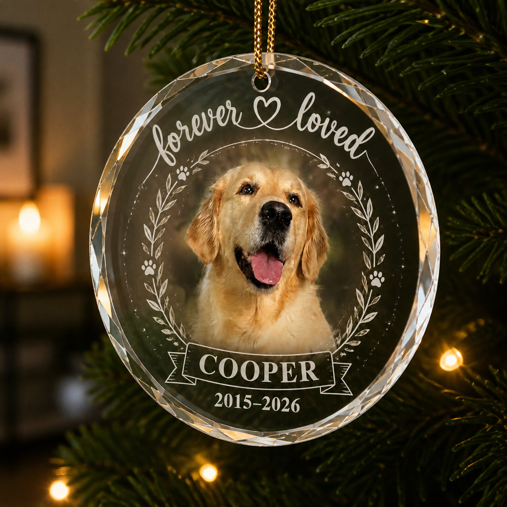 Forever Loved Pet Memorial Photo Crystal Ornament - Personalized Crystal Ornament 37fd1954-9a63-4d88-b523-e744de7f0707.jpg