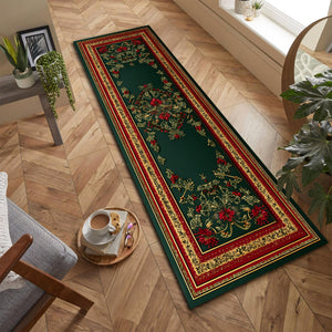 Luxury Christmas Poinsettia Runner Rug, Elegant Green and Red Holiday Carpet with Gold Floral Design for Hallway, Entryway,Living Room Décor 381de69d-80b9-4239-8738-5cd8dfbd4ce6-1.jpg