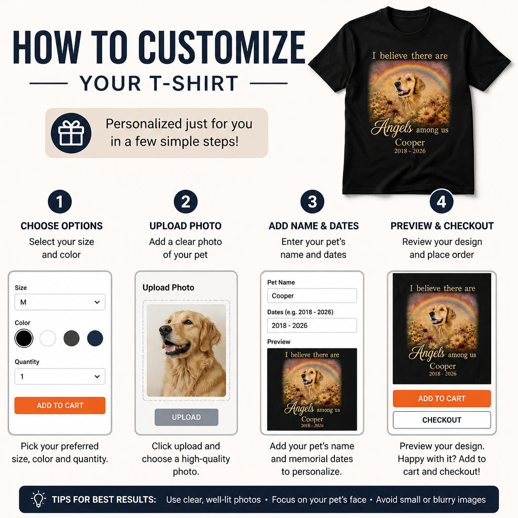 Rainbow Bridge Pet Memorial Tee – Angels Among Us (Photo, Name & Years) - Personalized T-shirt 382091d6-60aa-47bd-b8b5-7ac858a3189f.jpg