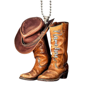 Cowboy Boots Hangings Ornament | Personalized Car Rearview Mirror Pendant | Acrylic Saddle Keychain Hangings Car