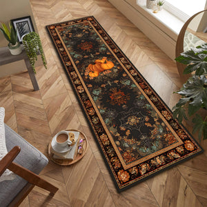 Halloween Pumpkin Runner Rug, Black Gothic Fall Carpet with Autumn Leaves and Cobwebs, Non Slip Washable Hallway or Kitchen Floor Mat 3859e5b7-bb7b-441a-984c-f67b74b985d6-2.jpg