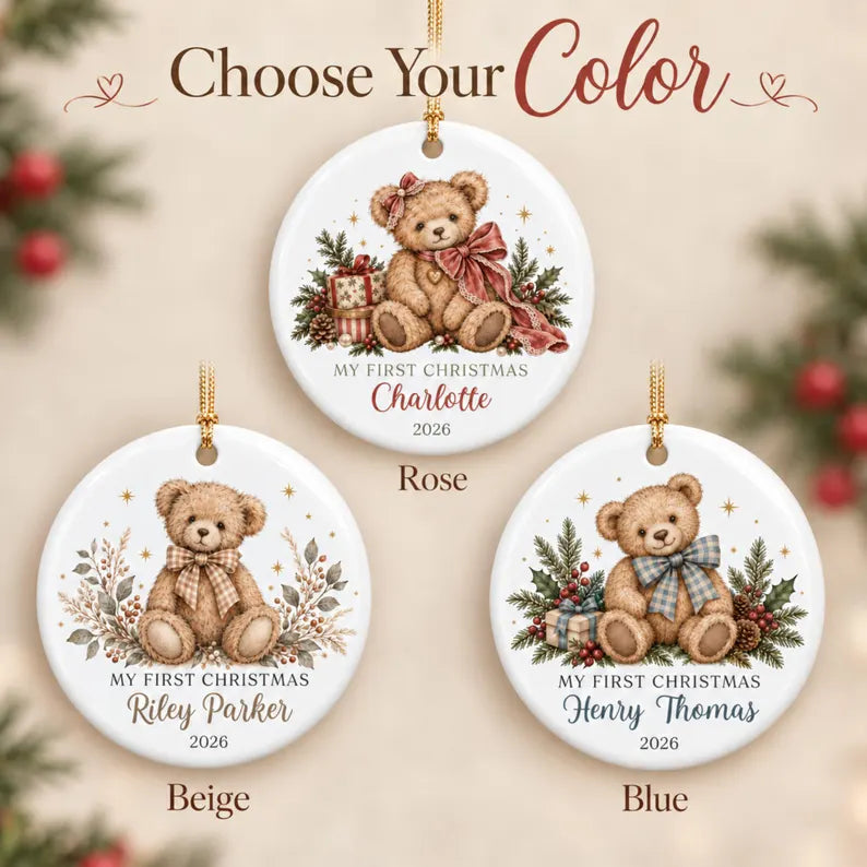 Personalized Baby's First Christmas Ornament, Teddy Bear with Blue Gingham Bow, Custom Name Ceramic Keepsake, Baby Boy Christmas 2026 38735765-91c0-48d7-bc26-744a286ab8b0-fgjyg-7-.webp
