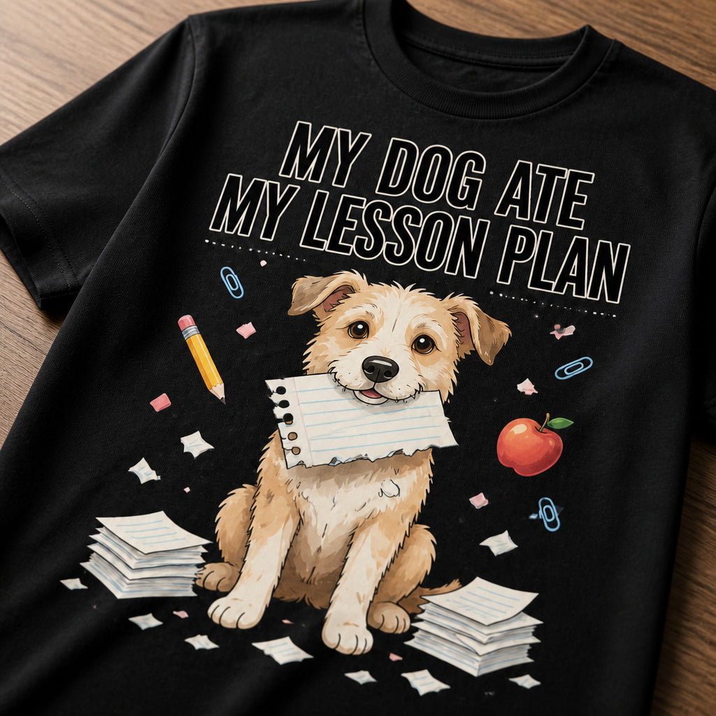 Teacher Humor Chalkboard Dog Tee - My Dog Ate My Lesson Plan - T-shirt 3876d5bb-17bb-484f-be54-bb994fc356f1.jpg