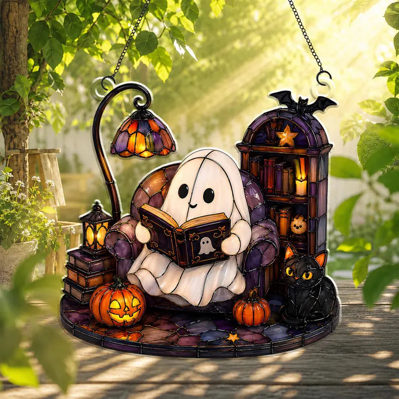 Cute Ghost Reading Book Acrylic Ornament,Halloween Window Hanging,Cat Lover Gift,Book Lover Gift,Halloween Bookish Gift,Halloween Home Decor 387bf966-01d9-423e-aa33-ae2f60823f28-dfthh-2-.webp