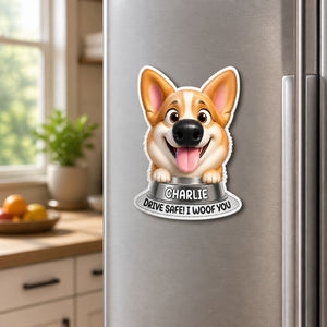 Custom Pet Cartoon Fridge Magnet – Drive Safe | Name + Photo Upload - Personalized Custom Shape Fridge Magnet 389b11a3-8e42-4581-aac8-e2df60dde1da.jpg