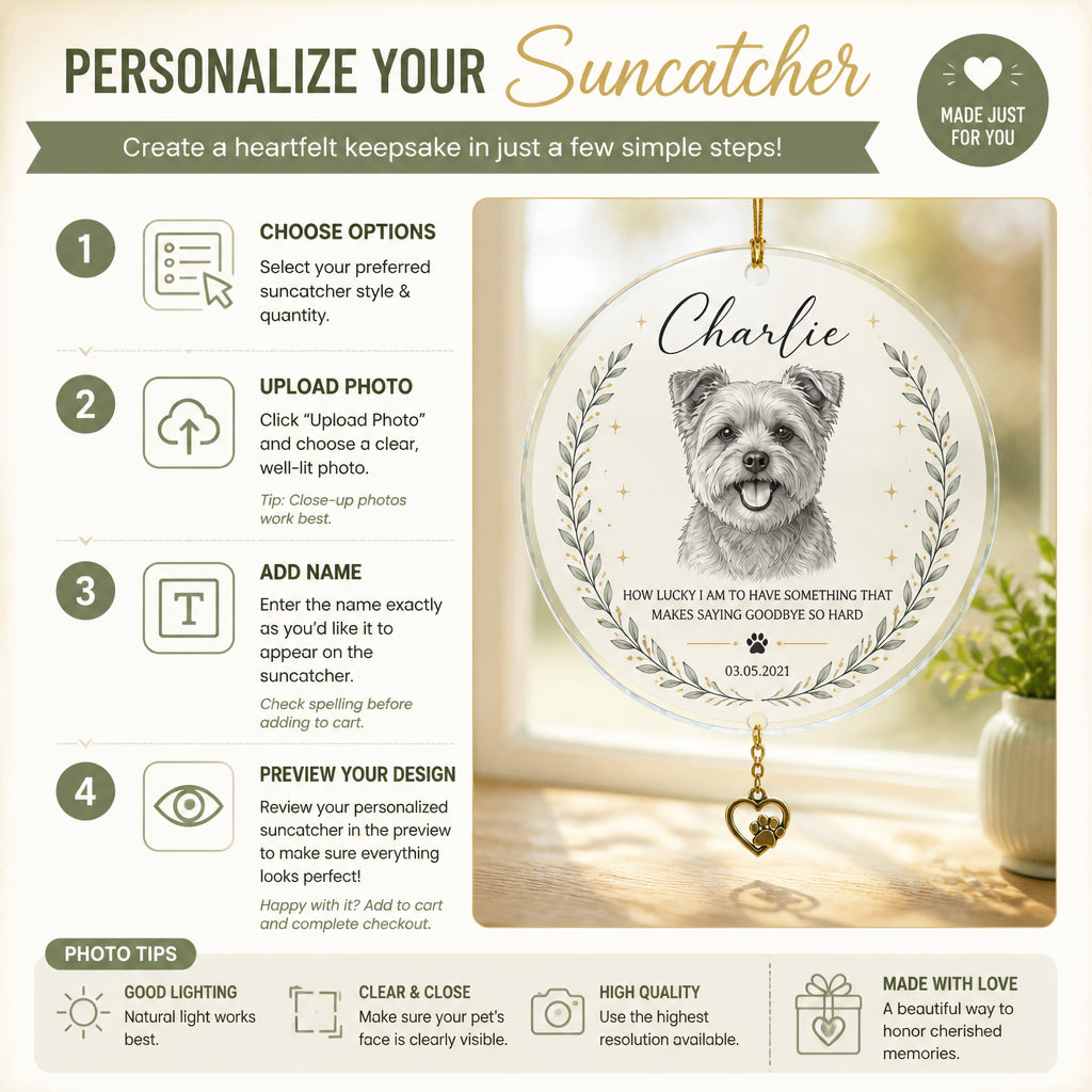 Custom Pet Memorial Line-Art Ornament - Personalized 1 Layered Suncatcher with Charm 38a301d3-f58a-4dc0-bb94-37727f1e98b4.jpg