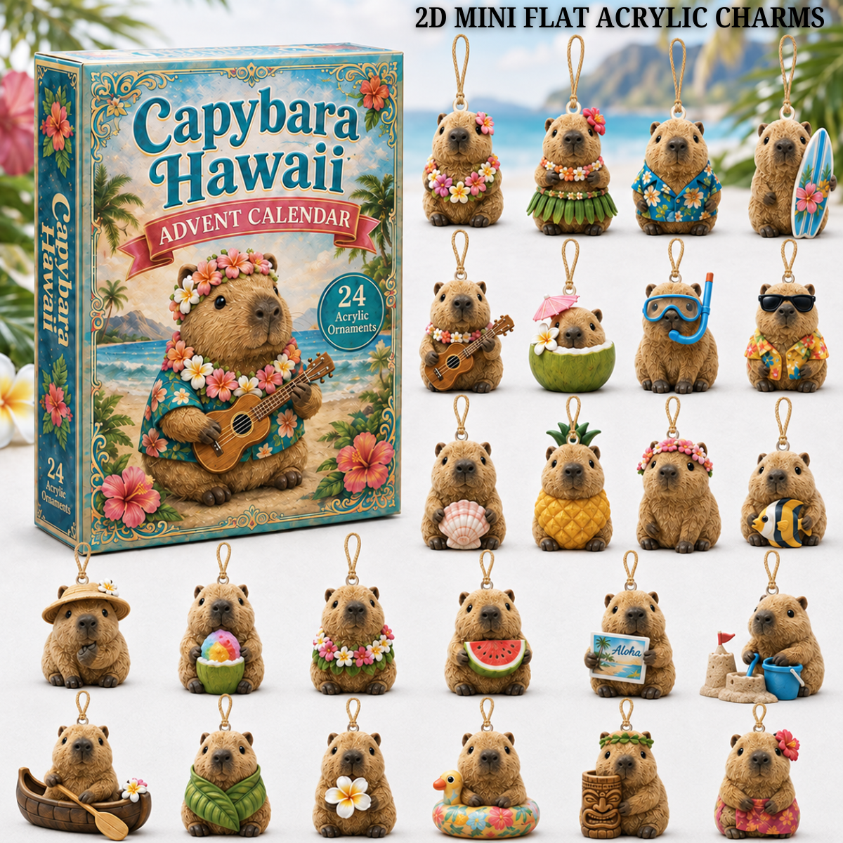 Capybara Hawaii Advent Calendar 2026 - 24-Day Festive Countdown, Acrylic Charms Blind Box - Gift For Capybara Lovers 38c702dc-4d79-4703-b1ad-4b1b84ab2ef3-capybara-text.png
