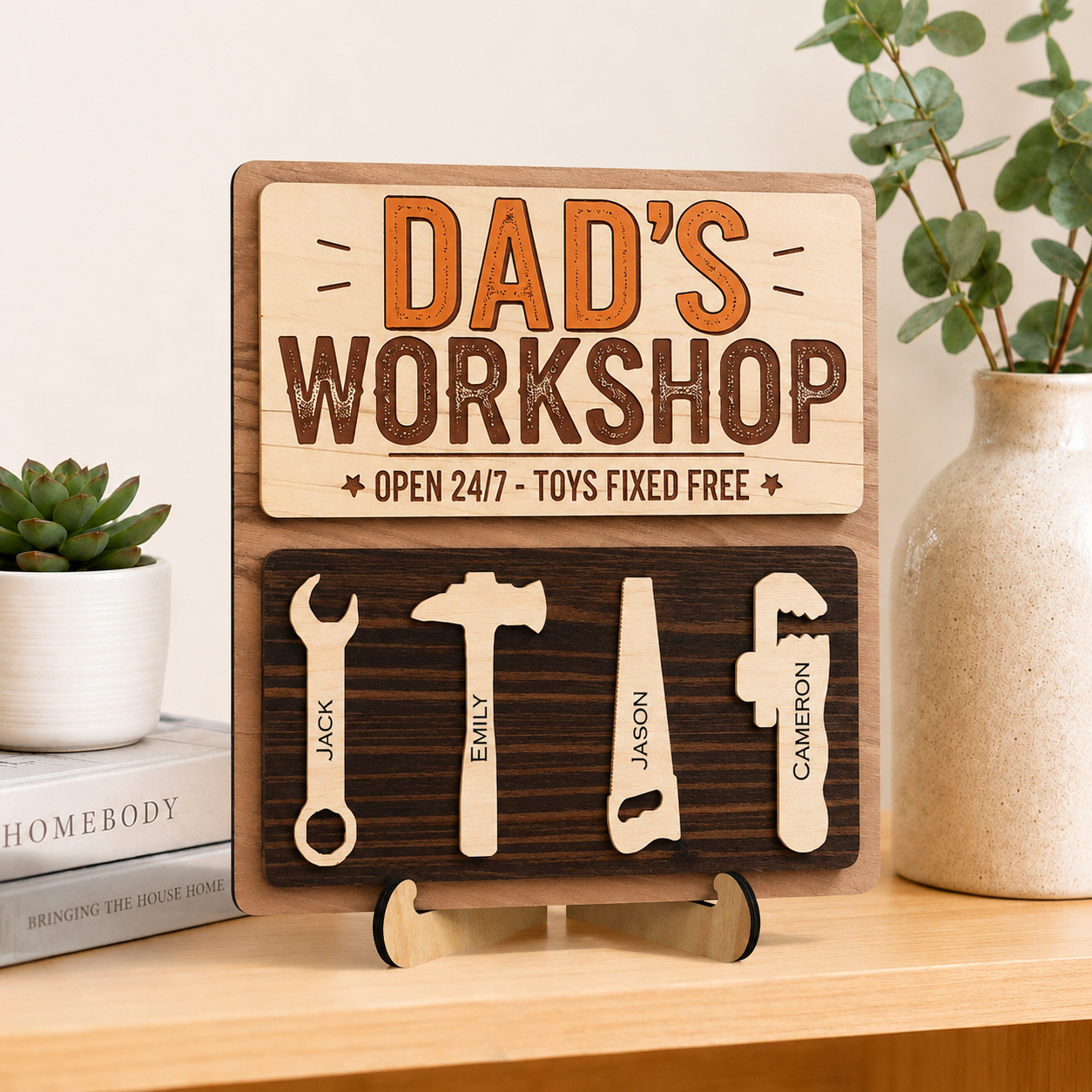 Personalized Dad's Workshop Wooden Sign, Custom Garage Sign, Custom Grandpa's Workshop, Toys Fixed Free Sign, Gift for Grandpa, Gift For Dad