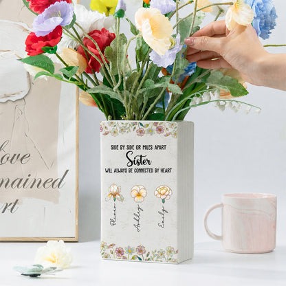 Sisters Always Connected Flowers - Personalized Ceramic Book Vase 390b4e9a-1e62-49cc-9b16-455174990202-mk3-1-.jpg