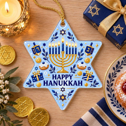 Happy Hanukkah Star Ornament, Menorah Acylic Ornament, Jewish Holiday Decor, Festival of Lights Gift, Dreidel Keepsake, Decor 3913b455-6bf5-4f77-9ba6-2e1c9c129596-mn1.jpg