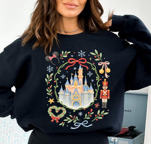 Retro Coquette Bow Disney Castle Christmas Sweatshirt, Magic Kingdom Nutcracker Holiday Crewneck 3917ed44-af3c-45ef-91c2-57e824f49d39-cv2.jpg