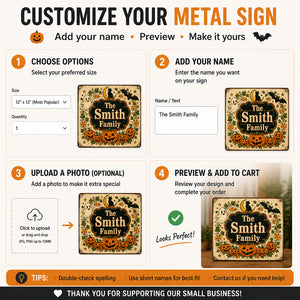Vintage Halloween Family Name Wreath Sign - Personalized Metal Sign 3935df79-4065-4342-a059-6a06d18271e4.jpg