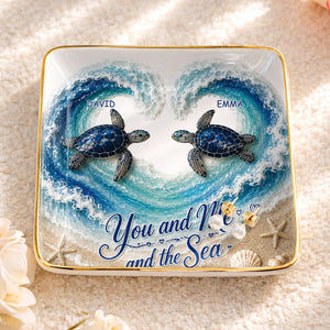 You And Me And The Sea, Jewelry Ceramic Dish, Gift For Couples and Beach Lovers 3945e599-8b8b-4257-823e-941ba34fda07-3.jpg