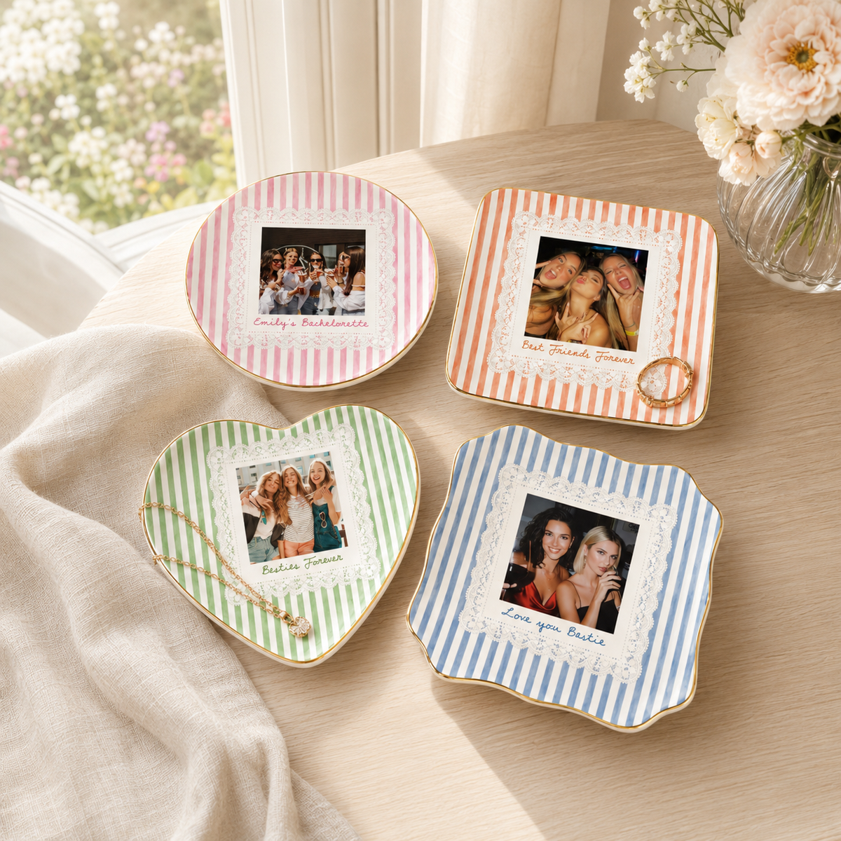 Personalized Bestie Photo Jewelry Dish: Ceramic Trinket Tray for Best Friend, Birthday Gifts For Bestie, Stripe Ring Dish Gift For Her 395e7f18-562f-4ed7-9c31-edffef36494e-banner-1.png