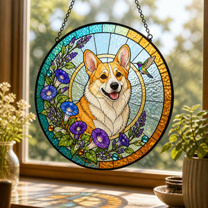 Custom Stained‑Glass Pet Suncatcher – Floral Wreath Edition - Personalized Suncatcher Stained Glass 39777683-6b02-46a9-ba1d-c8c4ff676552.jpg