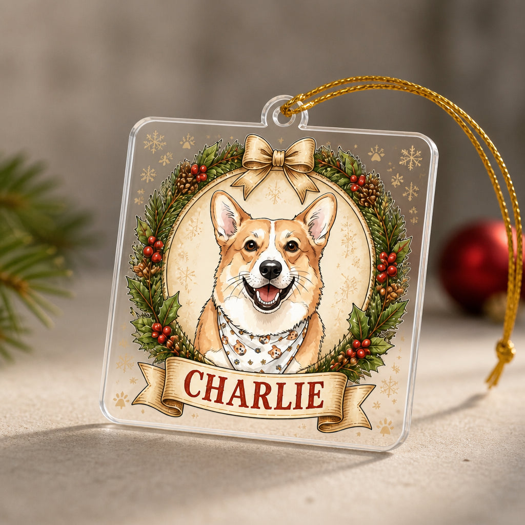 Custom Pet Photo to Illustration Name Ornament - Personalized Transparent Acrylic Ornament 39788e03-c194-49dd-b068-6cf0fa5074d1.jpg