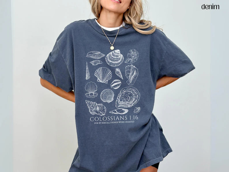 Seashell Bible Verse Shirt, Ocean Life Coastal Aesthetic, Women Faith Apparel, Comfort Colors Oversized Beach Tee, Baptism Teen Girl Gift 397e55ae-9e2c-46d1-86a7-63681919baf8-ghfh-3-.webp