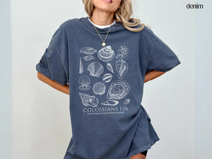 Seashell Bible Verse Shirt, Ocean Life Coastal Aesthetic, Women Faith Apparel, Comfort Colors Oversized Beach Tee, Baptism Teen Girl Gift 397e55ae-9e2c-46d1-86a7-63681919baf8-ghfh-3-.webp