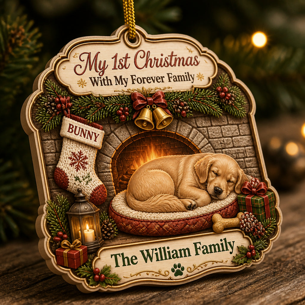 My 1st Christmas With My Forever Family — Custom Pet Portrait & Family Name 3‑Layer Wood Ornament - Personalized 3-Layered Wood Ornament 39aa1b43-44da-4263-994b-af991398cb27.jpg