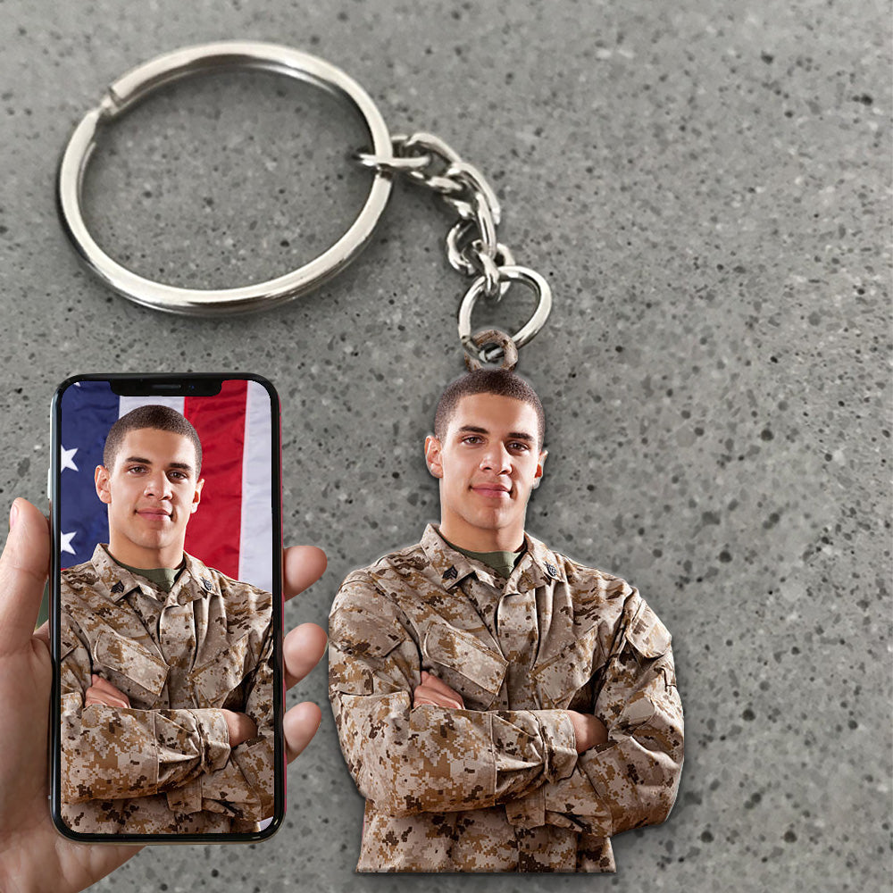 Custom Photo Personalized Acrylic Keychain Military Customize Image Ornament For Military Families