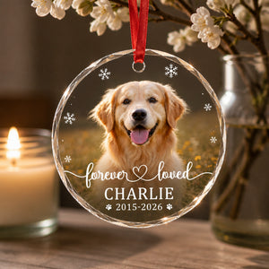 Pet Memorial Crystal Ornament – Forever Loved (Photo, Name & Years) - Personalized Crystal Ornament 39c49eeb-be78-4483-a23d-5e01209eef16.jpg
