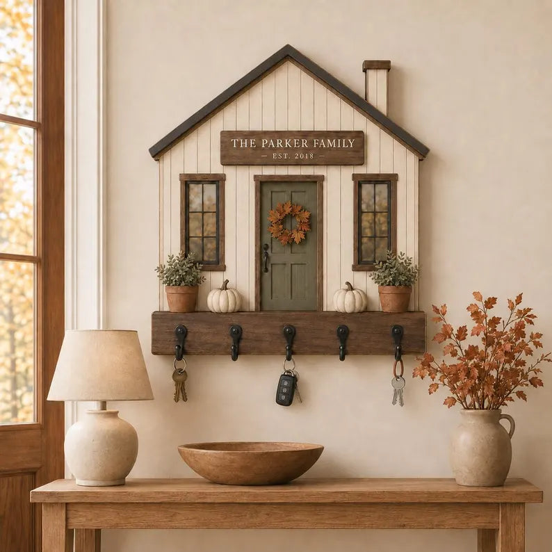 Personalized Farmhouse Key Holder, Rustic Family Name Sign, Fall Entryway Decor, Custom House Key Rack, Housewarming Gift for New Home 39e82a19-6744-4382-a1af-96e733489f8b-ghh-4-.webp