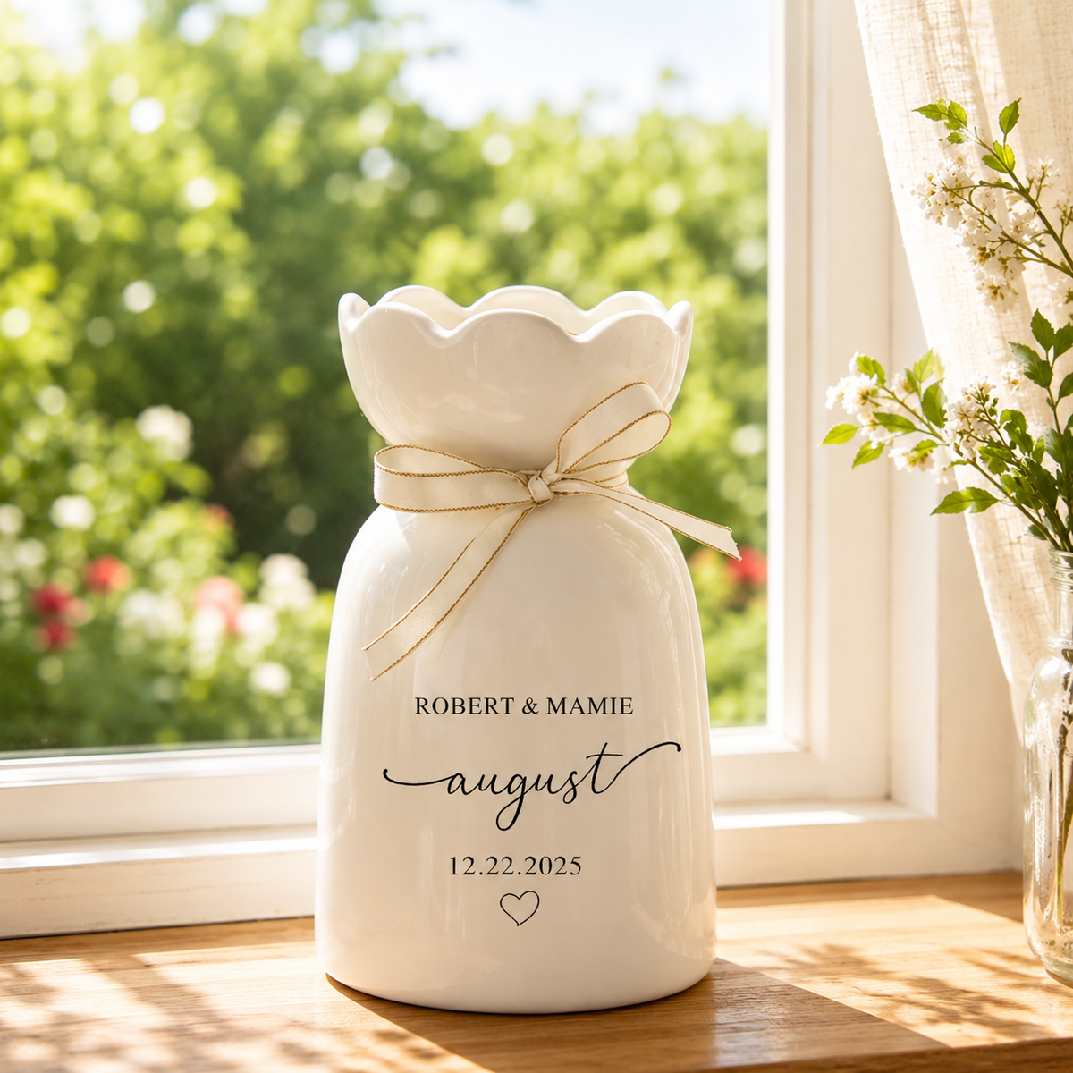 Custom Engagement Gifts Flower Vase,Ceramic Flower Vase for Wedding,Wedding Vase Gift,Wedding Anniversary Gift for Couple,Gift for Newlyweds