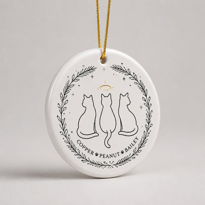 Personalized Cat Trio Memorial Ornament – Minimal Line Art Wreath - Personalized Ornament 39ef5fe0-788c-4d77-b489-e9e1bae08ede.jpg