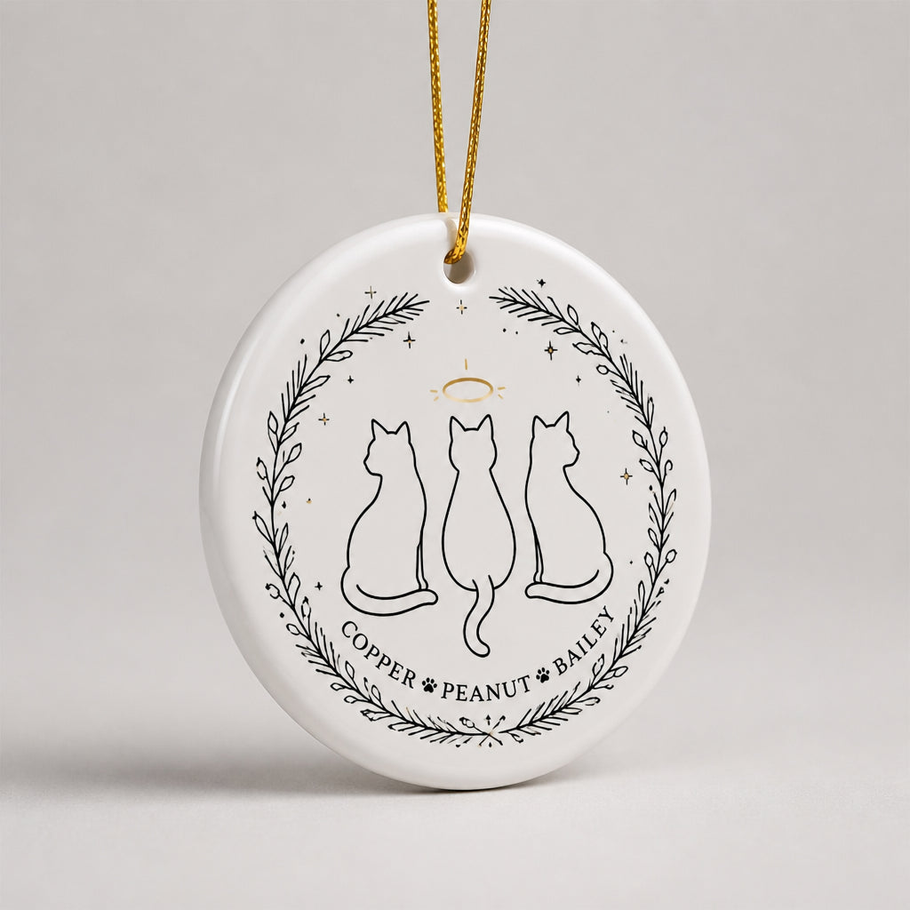 Personalized Cat Trio Memorial Ornament – Minimal Line Art Wreath - Personalized Ornament 39ef5fe0-788c-4d77-b489-e9e1bae08ede.jpg