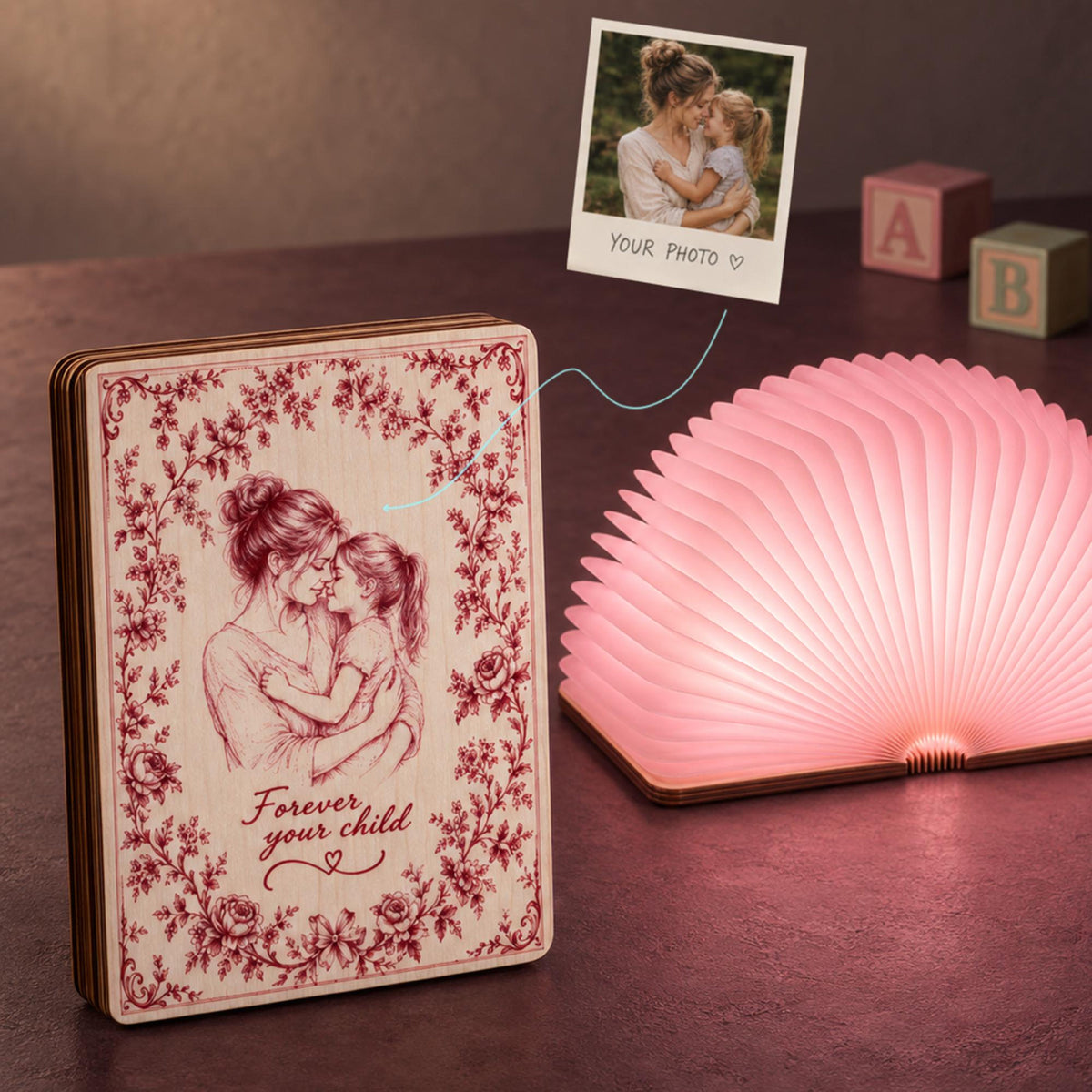Custom Photo Toile de Jouy Book Lamp, Personalized Quote Folding Magnetic Table Light, Book Lover Gift, Bedroom Night Light 39f7ae53-4965-4075-8eb2-43c81e200c5d-1.jpg