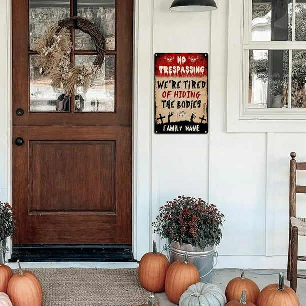 Halloween Signs Outdoor,Custom Family NameHalloween Signs Indoor,Halloween Iron New Signs Decorate the Beautiful Garden