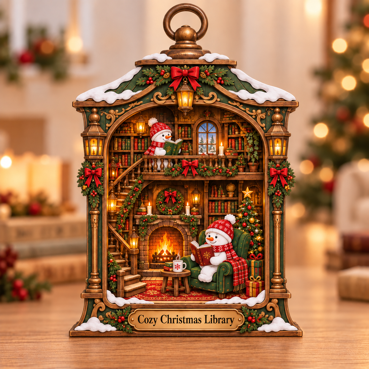 Snowman Library Lantern Wooden Block, Cozy Winter Christmas Decor, Book Lover Shelf Sign, Reading Lover Gift, Bookish Christmas Gift 39fc7904-d76e-4817-b886-e75426fe635a-Cozy-Christmas-library-lantern.png