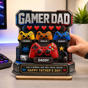 Gamer Dad Much Cooler - Personalized Wooden Plaque - Father's Day Gift for Dad, Husband