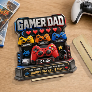 Gamer Dad Much Cooler - Personalized Wooden Plaque - Father's Day Gift for Dad, Husband