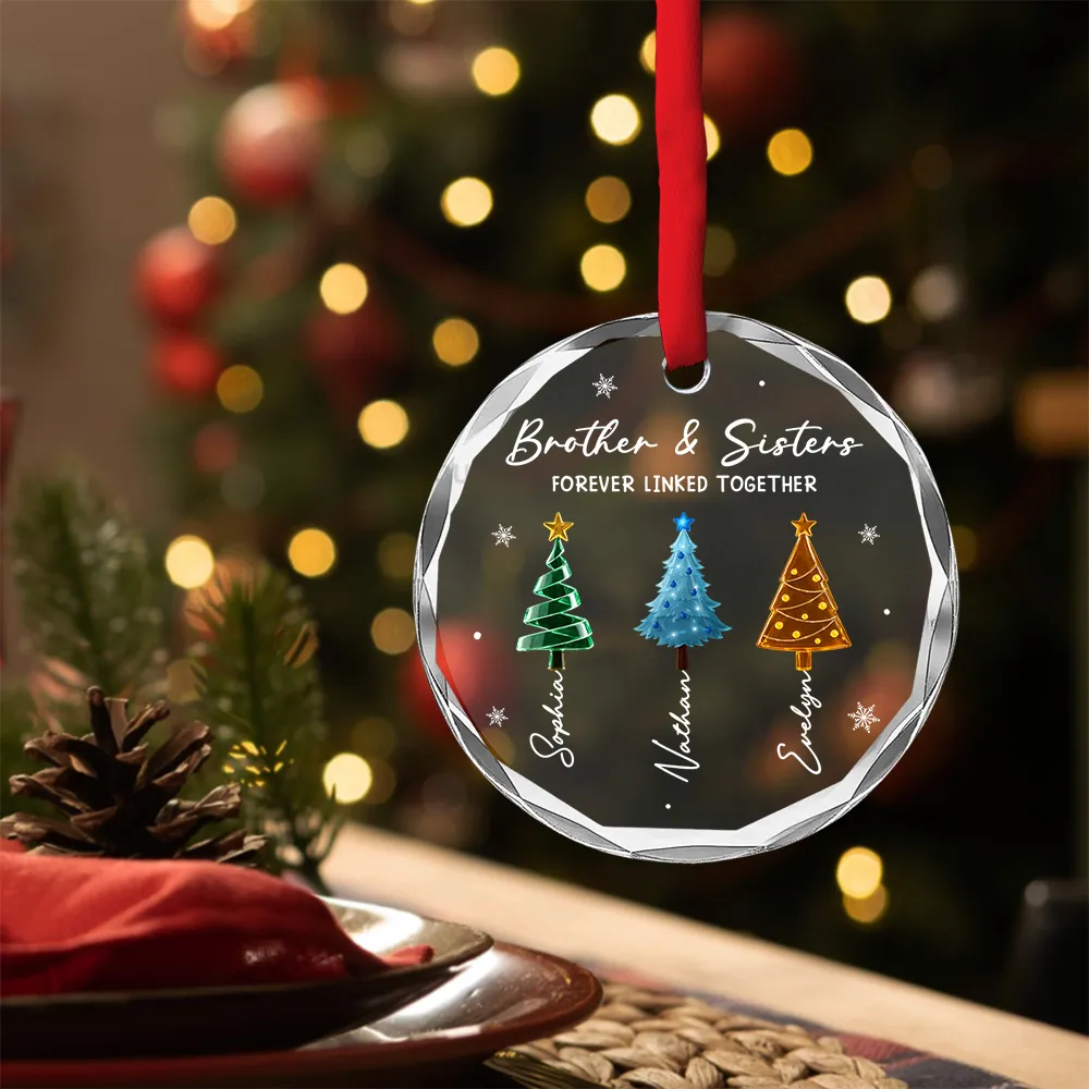 Season Love Siblings - Personalized Custom Glass Ornament
