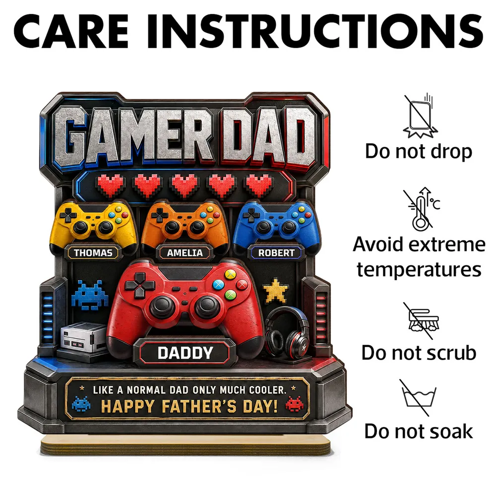 Gamer Dad Much Cooler - Personalized Wooden Plaque - Father's Day Gift for Dad, Husband