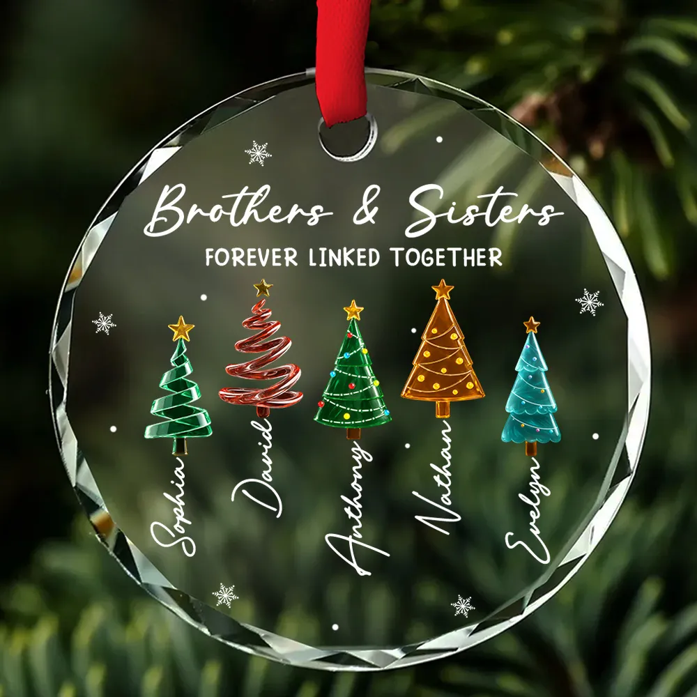 Season Love Siblings - Personalized Custom Glass Ornament