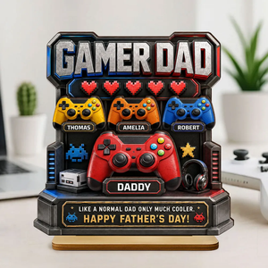 Gamer Dad Much Cooler - Personalized Wooden Plaque - Father's Day Gift for Dad, Husband