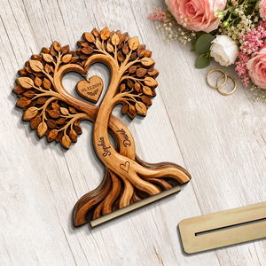 Couple Heart Tree - Personalized Wooden Plaque - Anniversary Gift for Him, Gift for Her