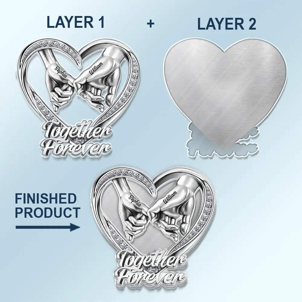 3D Metal Effect Couple Holding Hands You & Me We Got This - Personalized Custom Shaped Acrylic Car Visor Clip