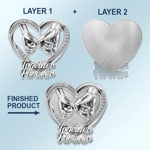 3D Metal Effect Couple Holding Hands You & Me We Got This - Personalized Custom Shaped Acrylic Car Visor Clip