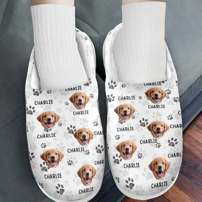 Custom Photo Fur Babies - Personalized Fleece Slippers - Christmas Gift For Pet Owners, Pet Lovers