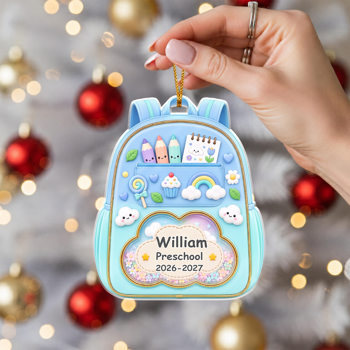 Kids Backpack First Day Of School - Personalized Custom Shaped Acrylic Ornament