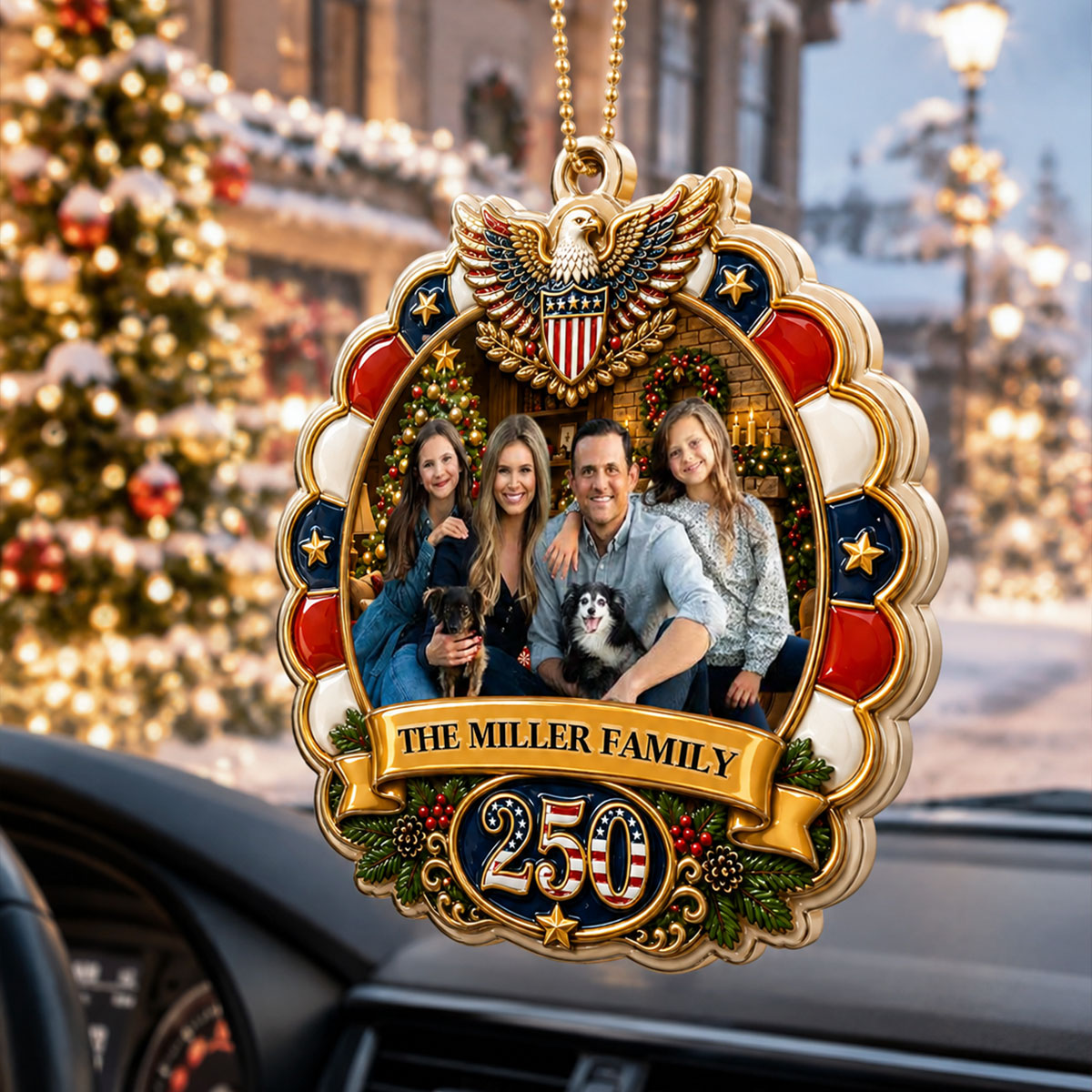 Family 250 Pride Christmas Photo - Real 3D Raised Ornament