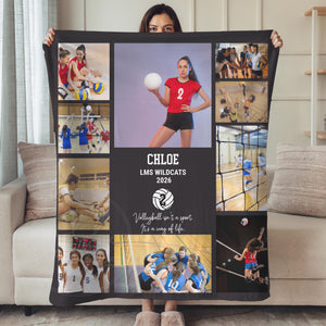 Personalized Volleyball Photo Blanket, Custom Senior Night Gift, Volleyball Team Graduation Coach Appreciation Keepsake Libero Birthday gift