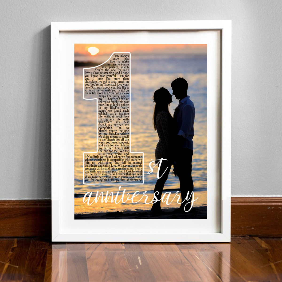 1st Anniversary Custom Photo - Personalized Canvas - Gift For Boyfriend Girlfriend, Anniversary Gift For Couple